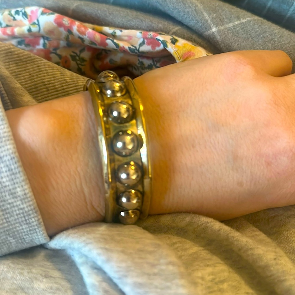 Ball Cuff Bracelet Oxidized Silver tone